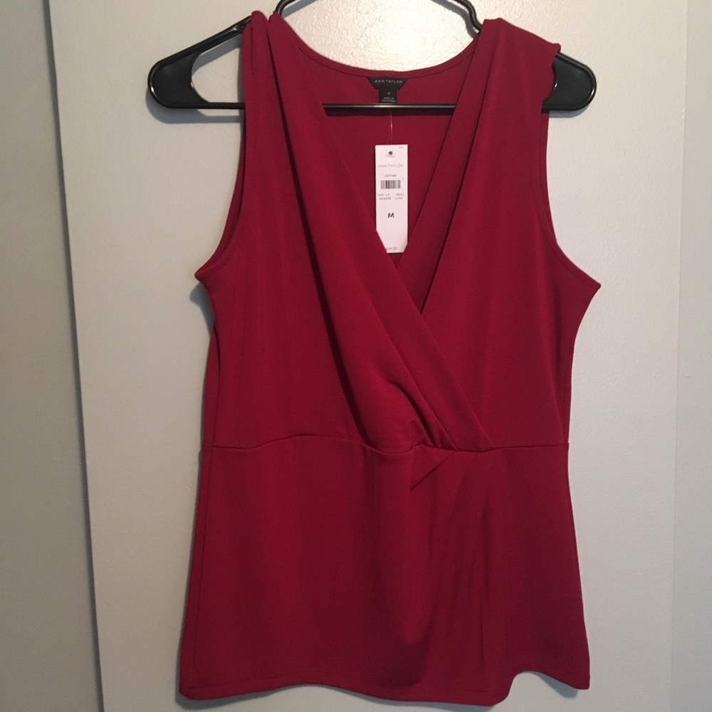 Ann Taylor Cranberry Peplum Style Blouse